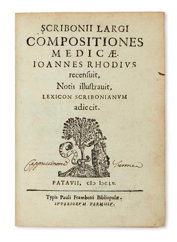 MEDICINE  SCRIBONIUS LARGUS. Compositiones medicae.  1655
